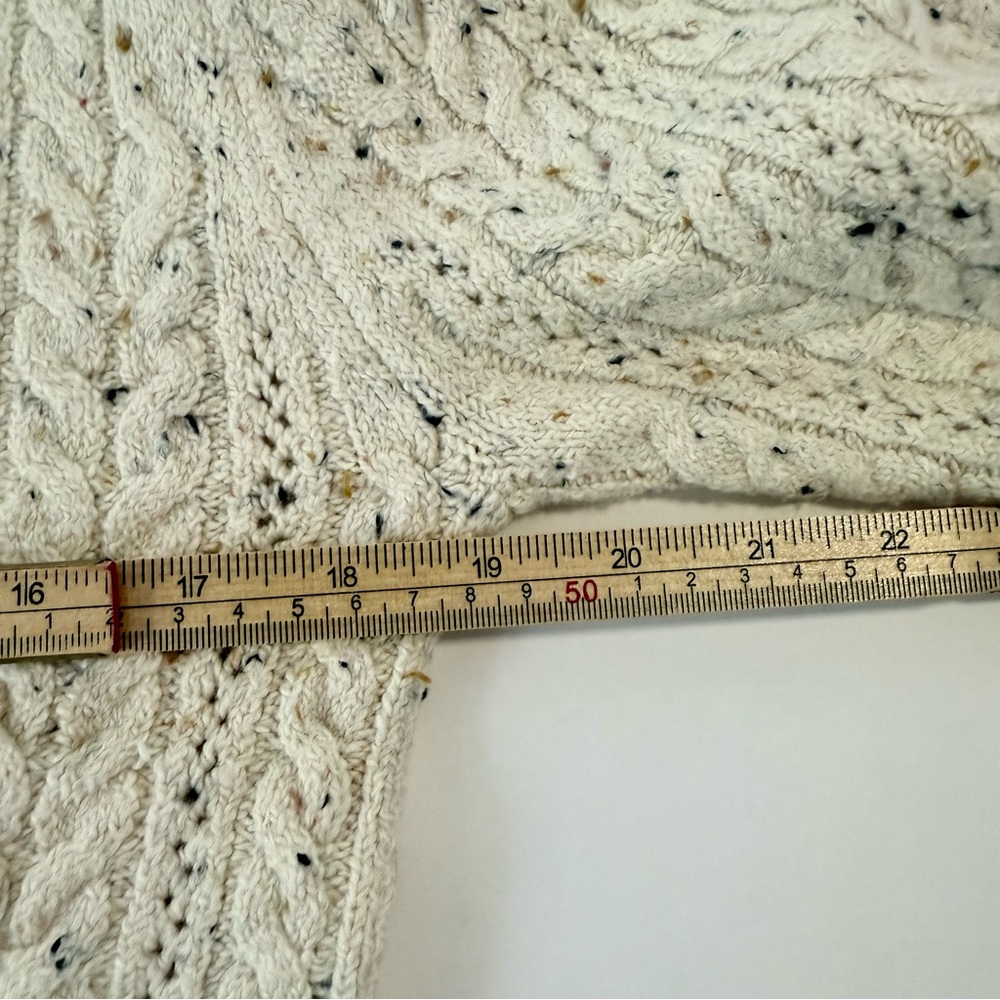 LOFT Flecked Stitchy Puff Sleeve Cotton Blend Cardigan Size Medium NWT - Picture 6 of 8
